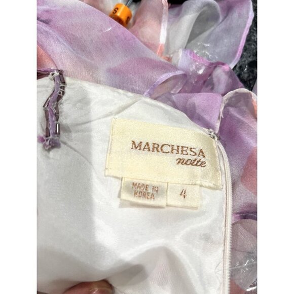 Marchesa Notte Floral Watercolor Tiered Dress $795 - Picture 8 of 8